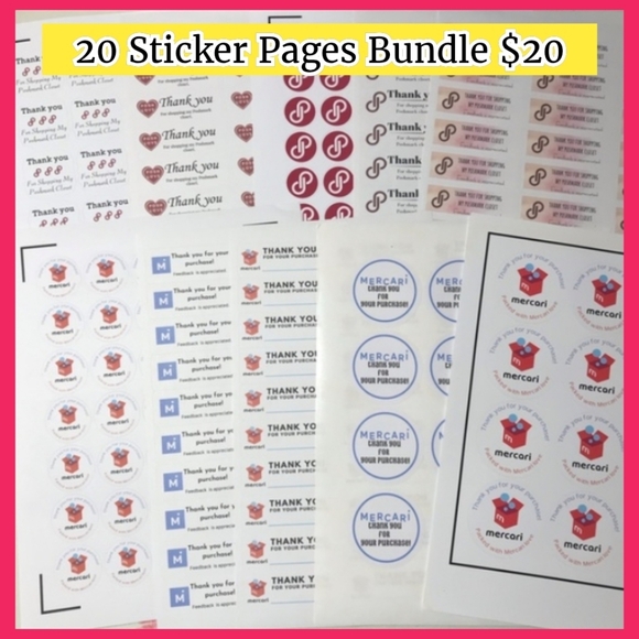 Other - 20 pages thank you mixed stickers Poshmark and Mercari
